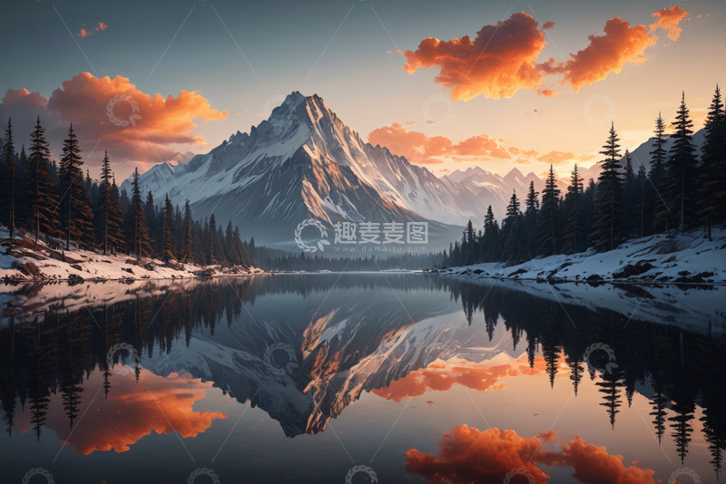 高清大图下载【趣麦麦图】雪山湖泊自然风光