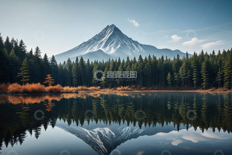 高清大图下载【趣麦麦图】雪山湖泊森林自然景观