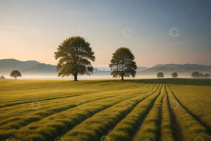 高清大图下载【趣麦麦图】田野风光与树木远景