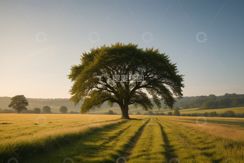 高清大图下载【趣麦麦图】田野中独立大树自然风光
