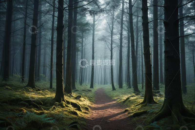 高清大图下载【趣麦麦图】静谧森林中的蜿蜒小径