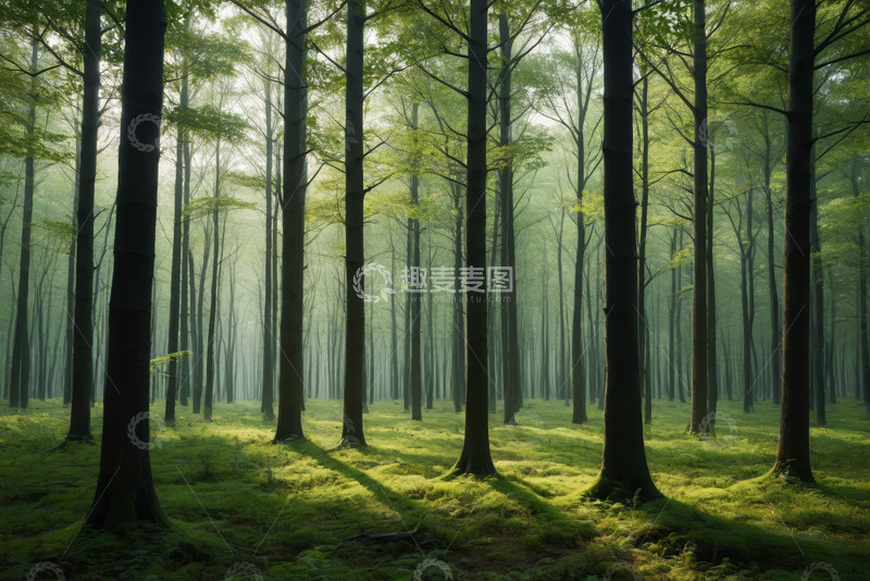高清大图下载【趣麦麦图】阳光照耀下的森林景观