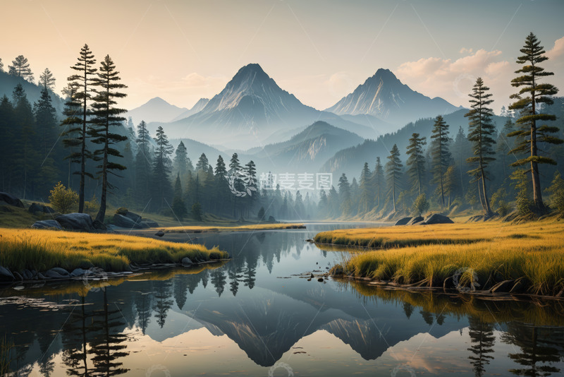 高清大图下载【趣麦麦图】山林湖泊自然风景