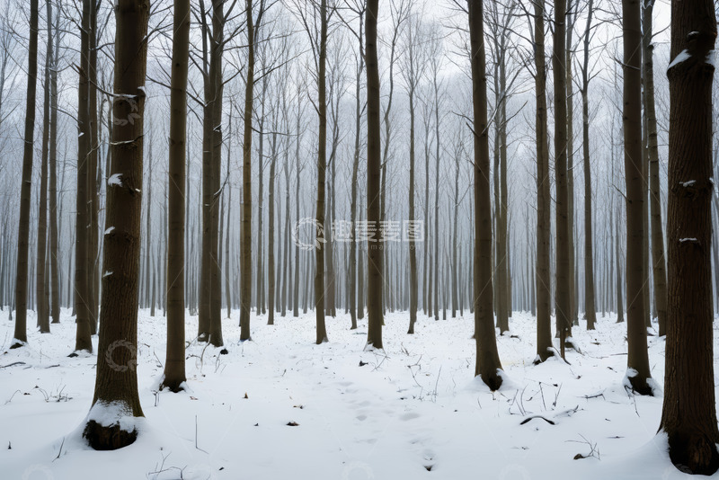 高清大图下载【趣麦麦图】冬日雪覆森林景象