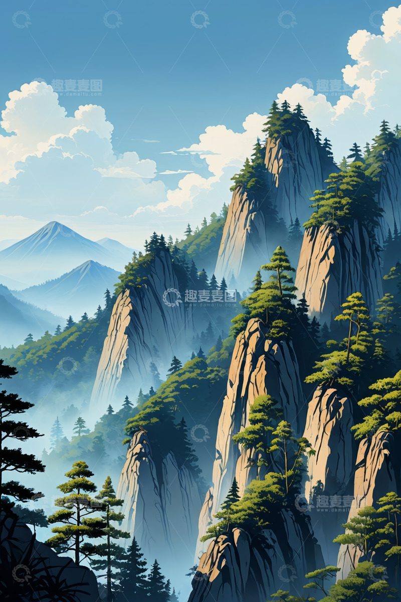 高清大图下载【趣麦麦图】山林云海自然山景