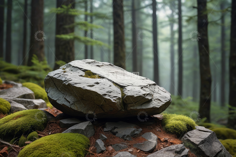 高清大图下载【趣麦麦图】森林中布满苔藓的岩石景观