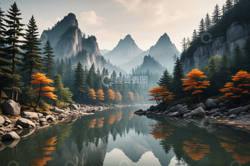 高清大图下载【趣麦麦图】山林湖泊自然风光