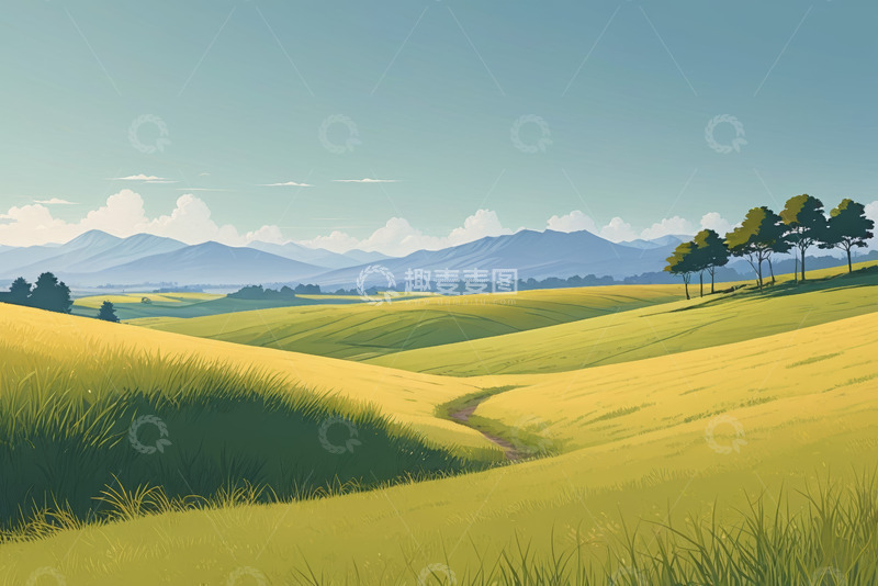 高清大图下载【趣麦麦图】田野山丘自然风光全景