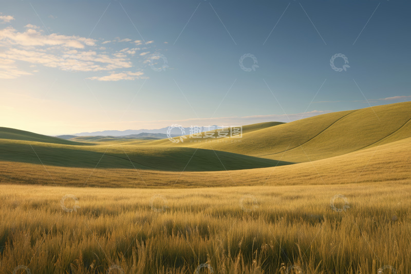 高清大图下载【趣麦麦图】广袤原野与远处山峦景观