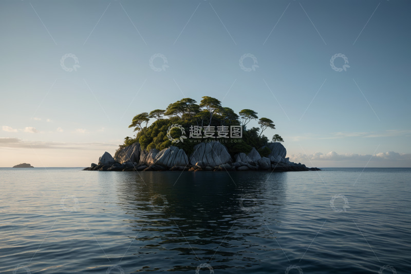高清大图下载【趣麦麦图】海上孤立小岛自然风光