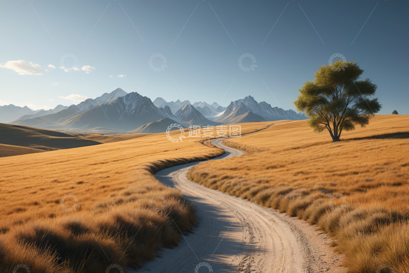 高清大图下载【趣麦麦图】草原山间蜿蜒小路风景
