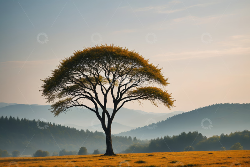 高清大图下载【趣麦麦图】田野中独立大树自然风光