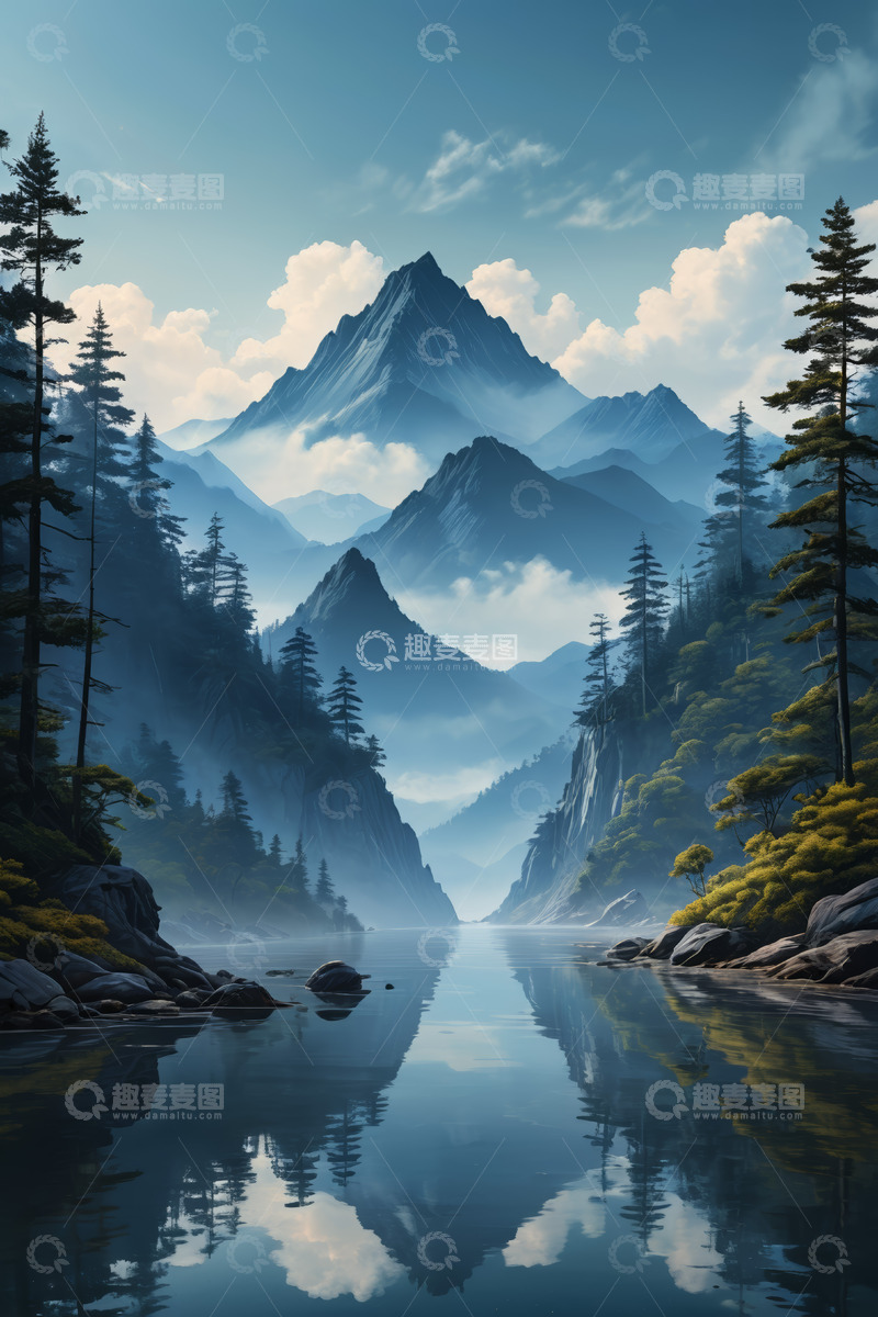 高清大图下载【趣麦麦图】山水相依的自然风光