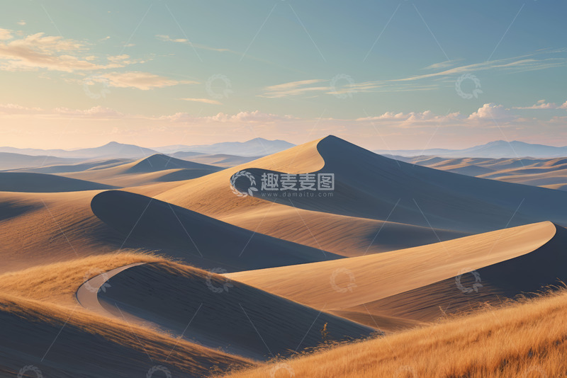 高清大图下载【趣麦麦图】广袤沙漠沙丘自然风光