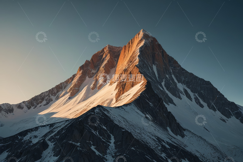高清大图下载【趣麦麦图】雪山日落时分景象