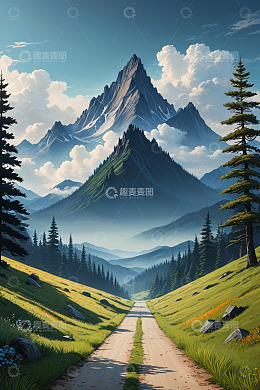 山间小路自然风光美景