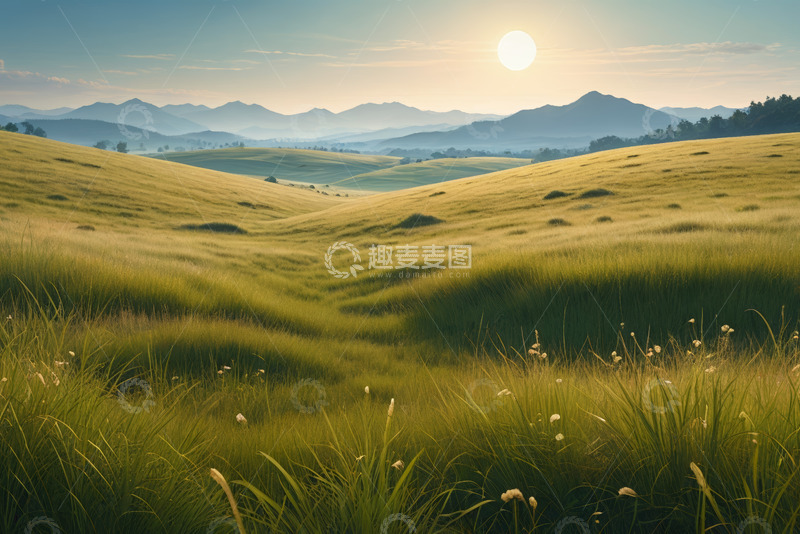 高清大图下载【趣麦麦图】草原日落自然风光