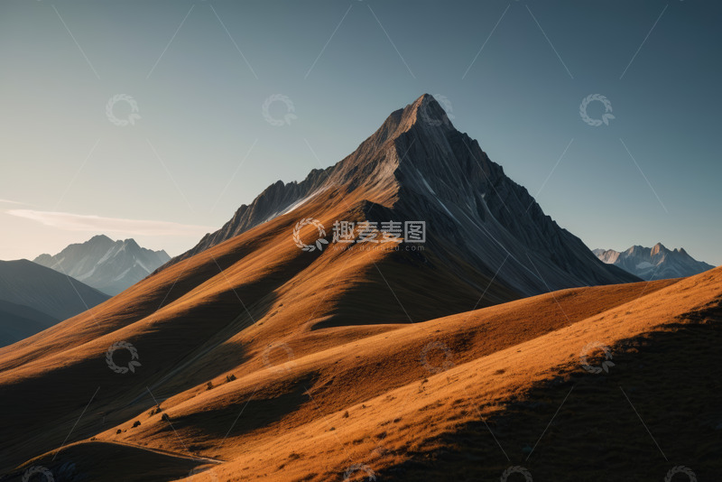 高清大图下载【趣麦麦图】夕阳下的壮美山峰景观