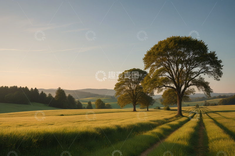 高清大图下载【趣麦麦图】田野间的树木与自然风光