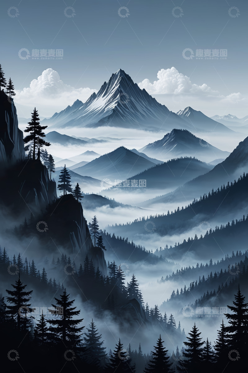 高清大图下载【趣麦麦图】山林云海景观