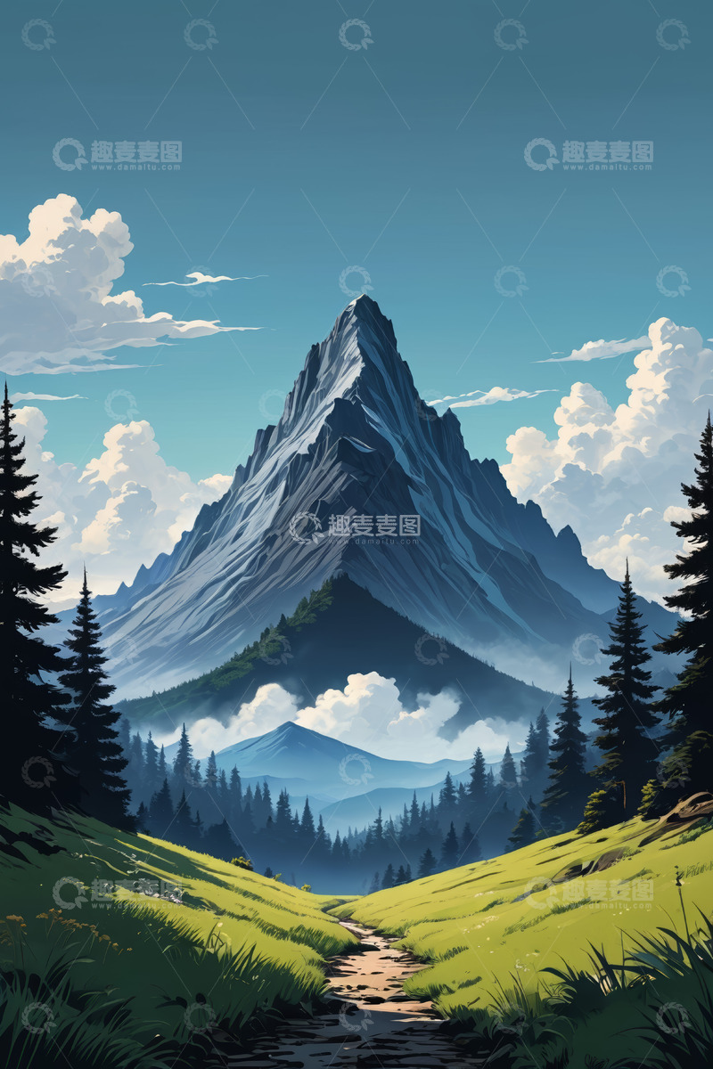 高清大图下载【趣麦麦图】山间森林小径自然风光