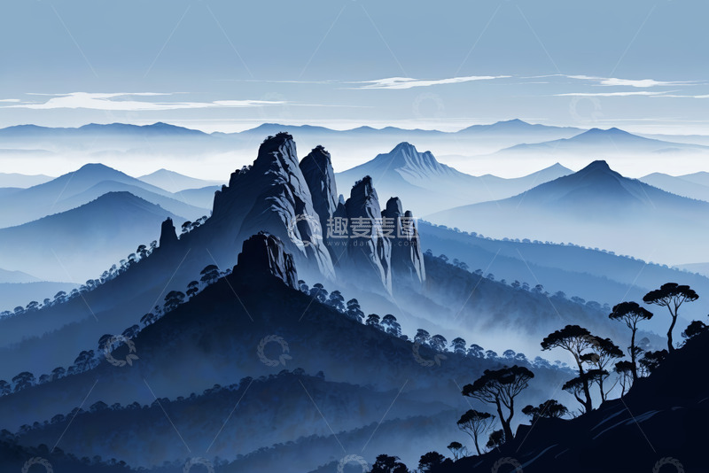 高清大图下载【趣麦麦图】远山层叠的自然风光