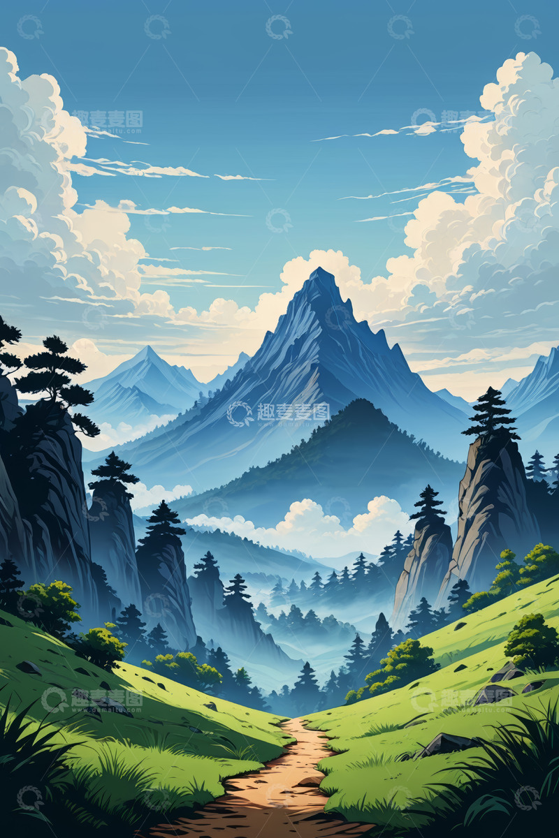 高清大图下载【趣麦麦图】山间小路自然风光