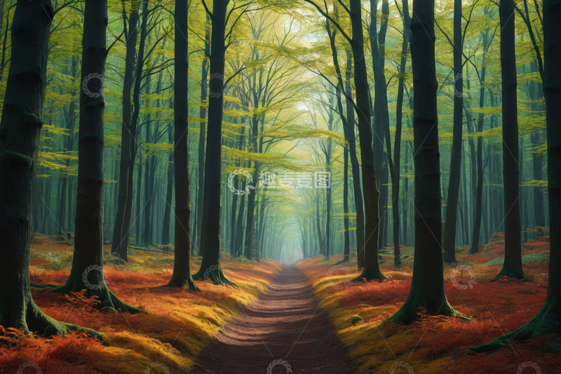 高清大图下载【趣麦麦图】秋季森林中的林间小道