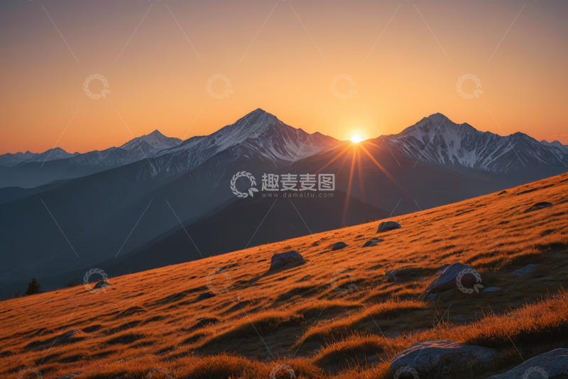 高清大图下载【趣麦麦图】高山日落自然风光