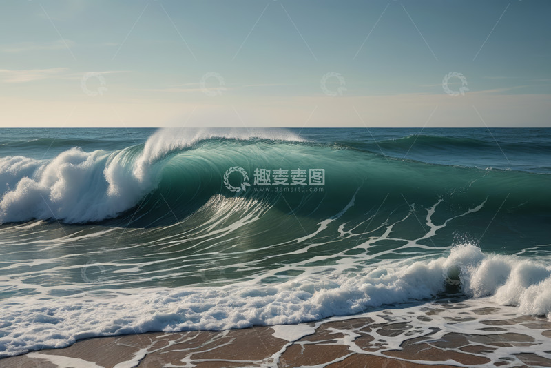 高清大图下载【趣麦麦图】海洋浪潮涌上海岸景象