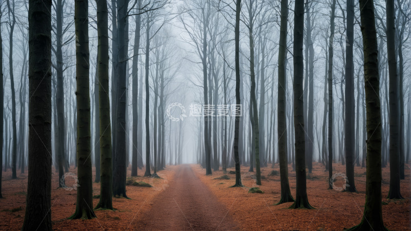 高清大图下载【趣麦麦图】秋日迷雾森林景观