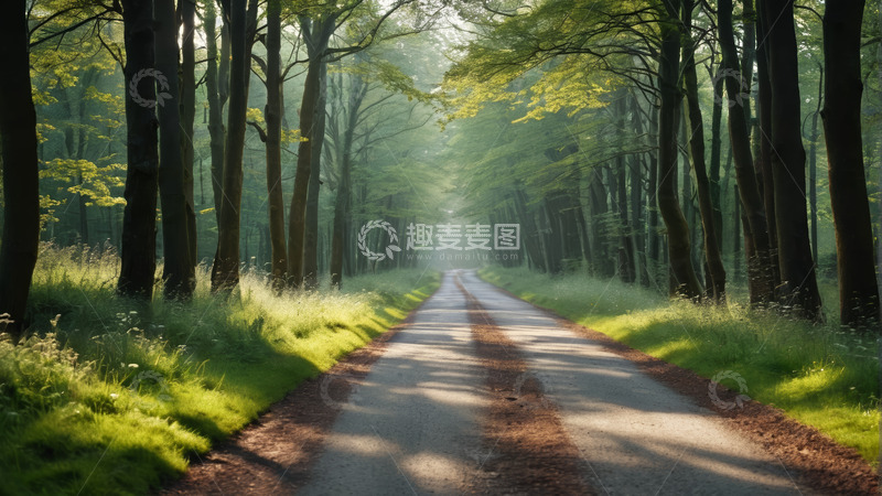高清大图下载【趣麦麦图】林间道路自然风光
