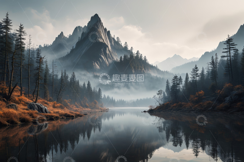 高清大图下载【趣麦麦图】山林湖泊自然风光景象