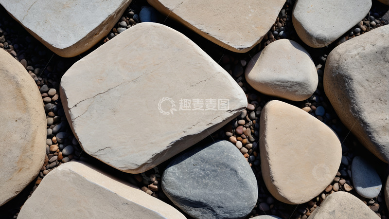 高清大图下载【趣麦麦图】自然石块与碎石地面特写