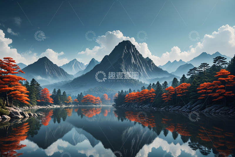 高清大图下载【趣麦麦图】山水相依的自然风光