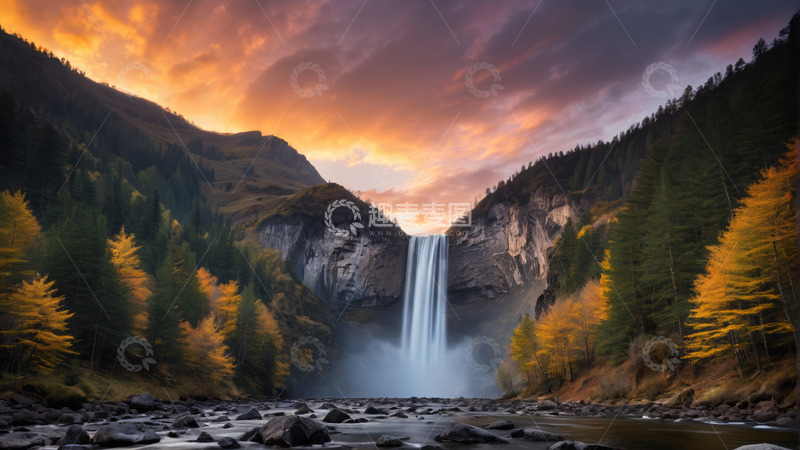 高清大图下载【趣麦麦图】山间瀑布自然风光