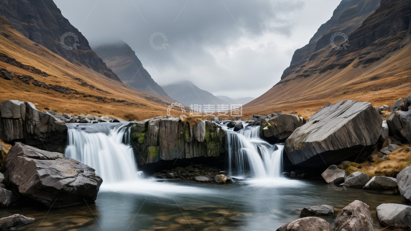 高清大图下载【趣麦麦图】山间瀑布自然风光