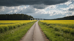 田野间的乡间小路风景