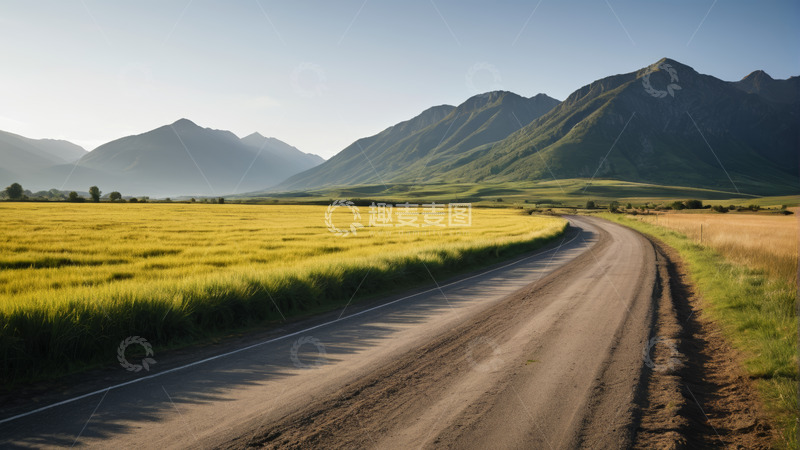 高清大图下载【趣麦麦图】田野间蜿蜒道路自然风光