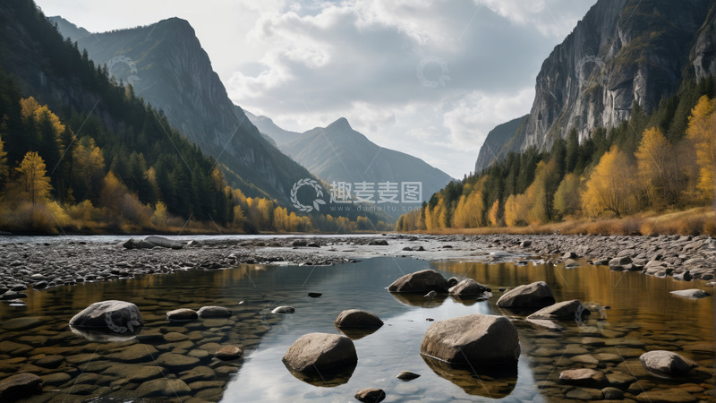 高清大图下载【趣麦麦图】山谷河流自然风光全景