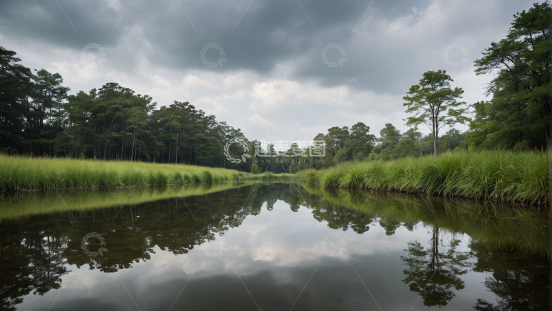 高清大图下载【趣麦麦图】河畔树林自然风光