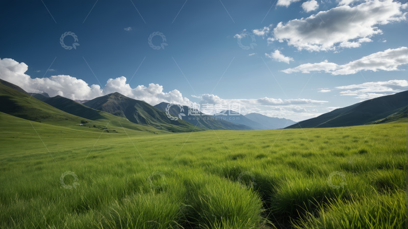 高清大图下载【趣麦麦图】草原山丘蓝天白云风景