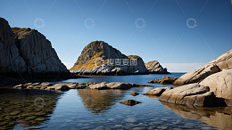 海岸边形态各异的岩石景观