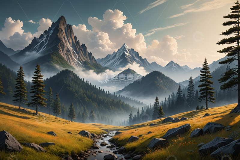 高清大图下载【趣麦麦图】山间草地森林自然风光