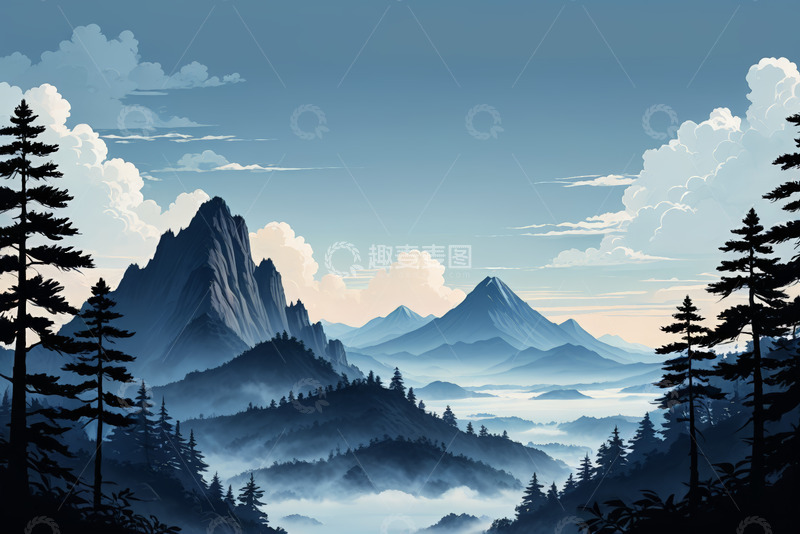 高清大图下载【趣麦麦图】山林云海自然风光