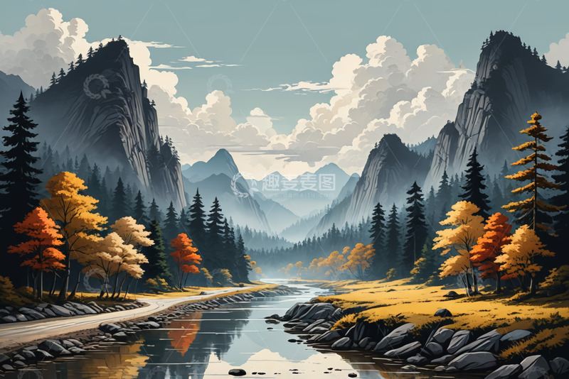 高清大图下载【趣麦麦图】山间秋景自然风光