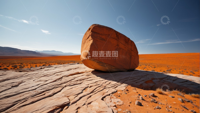 高清大图下载【趣麦麦图】沙漠中巨大岩石自然风光