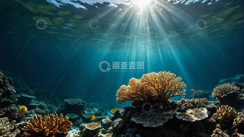 高清大图下载【趣麦麦图】海底珊瑚与鱼群景象
