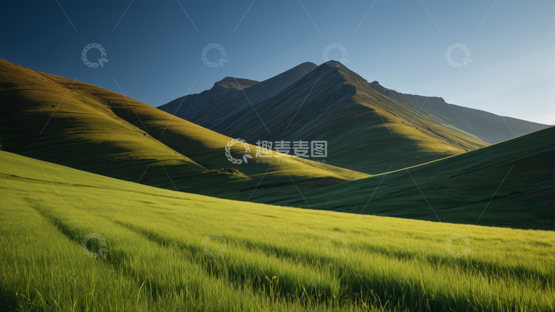 高清大图下载【趣麦麦图】绿色山丘草原自然风光