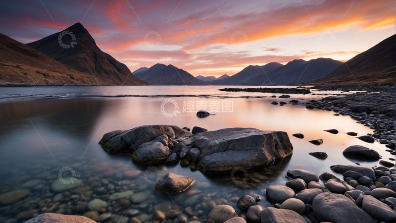 高清大图下载【趣麦麦图】湖畔黄昏山水风景